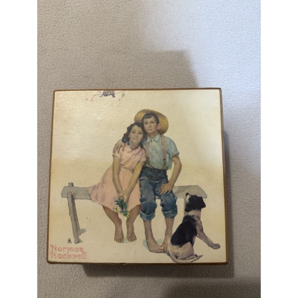 Norman Rockwell Other - Vintage SCHMID Norman Rockwell Wood Music/Jewelry Box Plays "Only Just Begun"